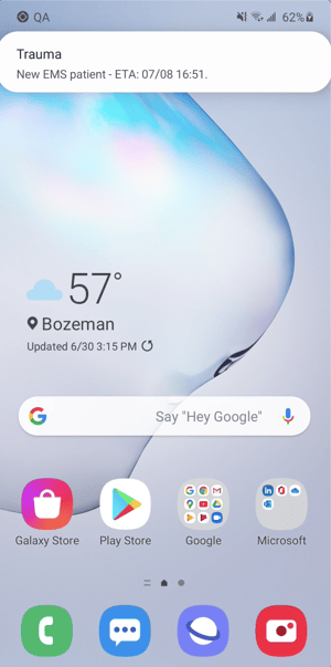 Android alert on home screen