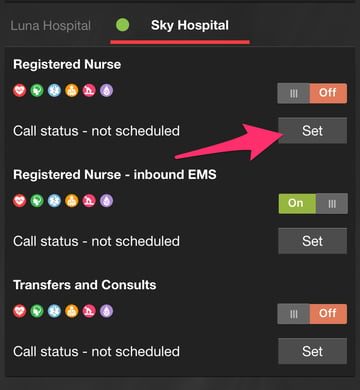 Call_Status_multiple_hospitals_multiple_roles_arrow_to_set_button