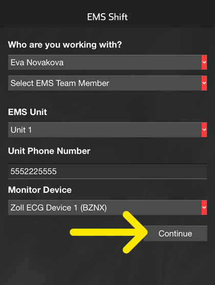 EMS-shift-continue-button