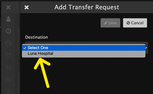 Transfer-request--choose-hospital