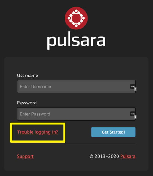 pulsara-admin-login-page-link-highlighted