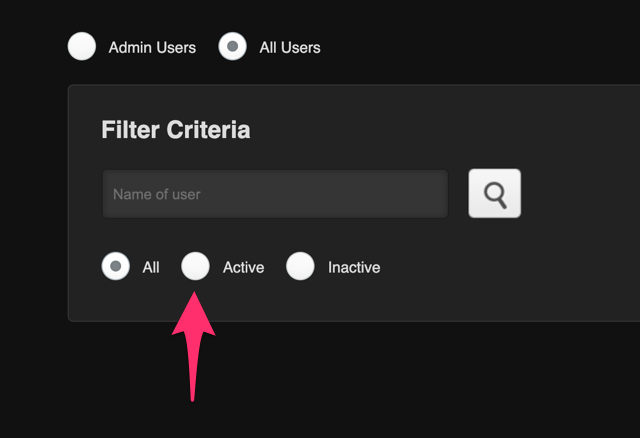user search area active button arrow